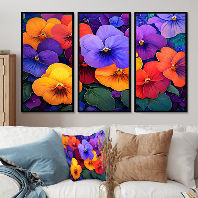 Vibrant Garden Violets Flowers II - Violets Wall Art Set