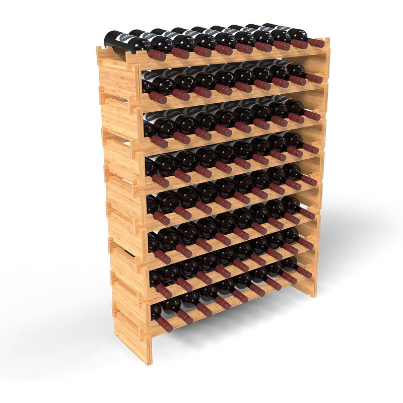 Wine Stack 18 Bottle Bamboo Stackable Rack, 11" H x 35.5" W x 10" D
