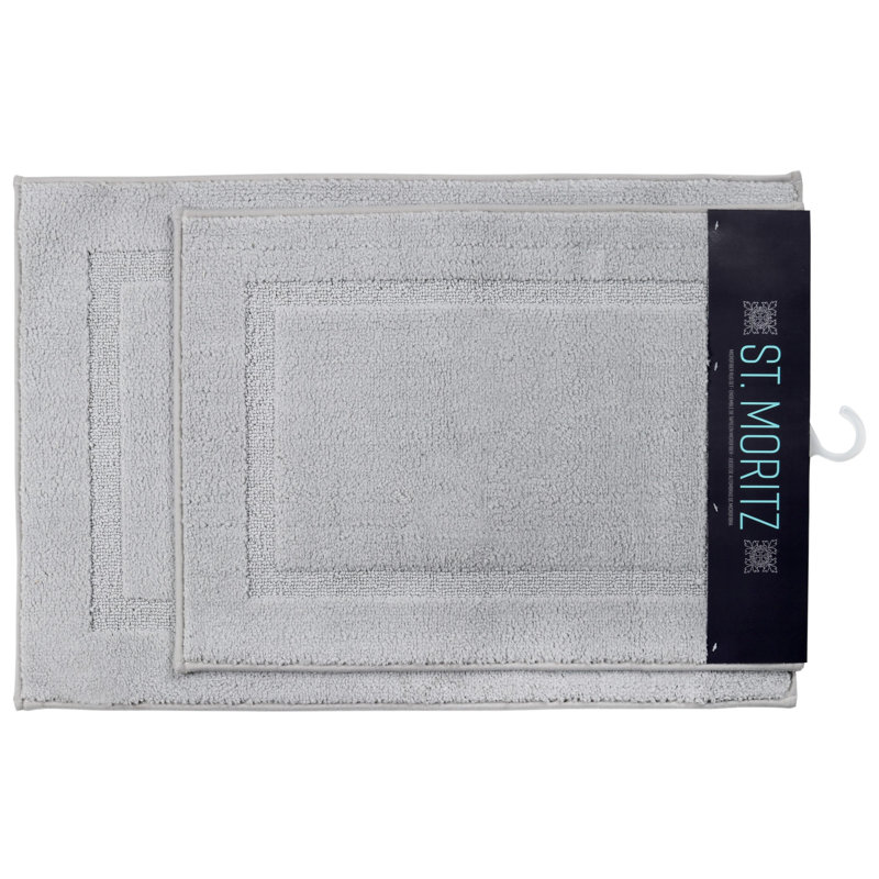 St Mortiz Microfiber Non-Slip Bath Rug, Silver Gray