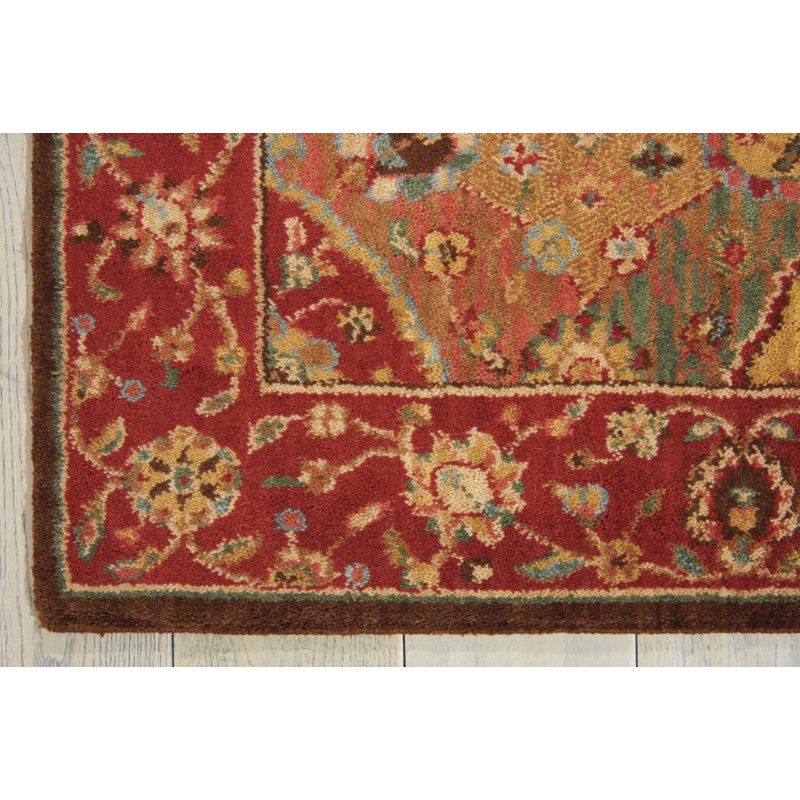 Tapis rouge en laine Neddra, Rectangle 2 pi 6 po x 4 pi 3 po