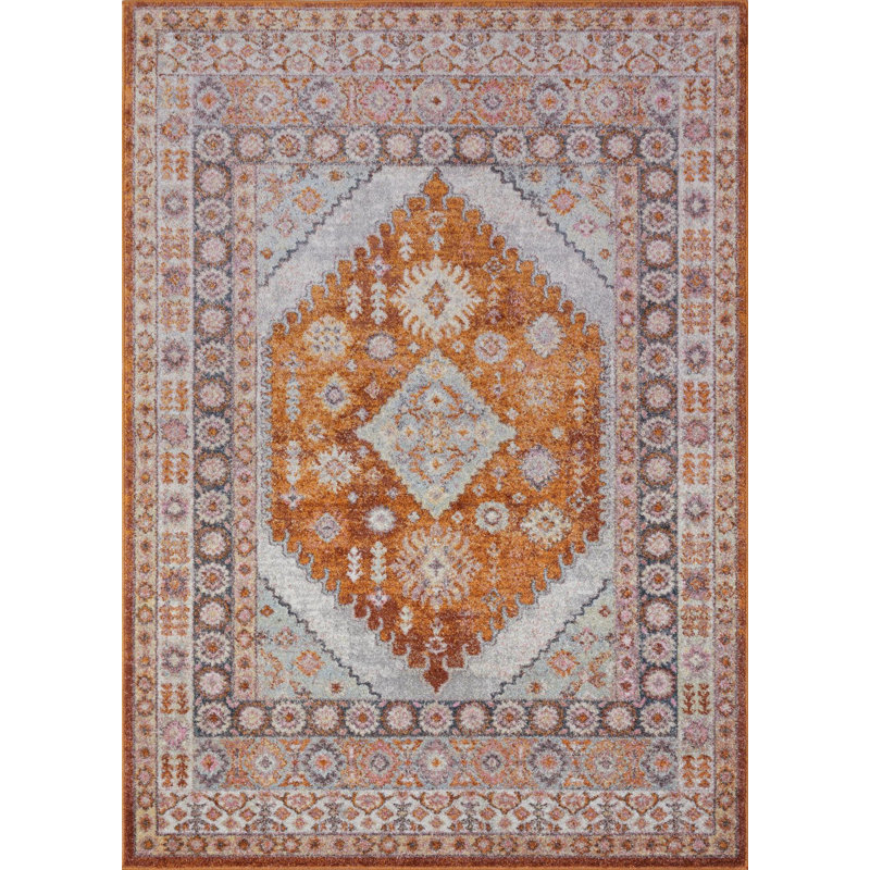Tapis oriental orange Haven, Rectangle 5 pi 3 po x 7 pi 3 po