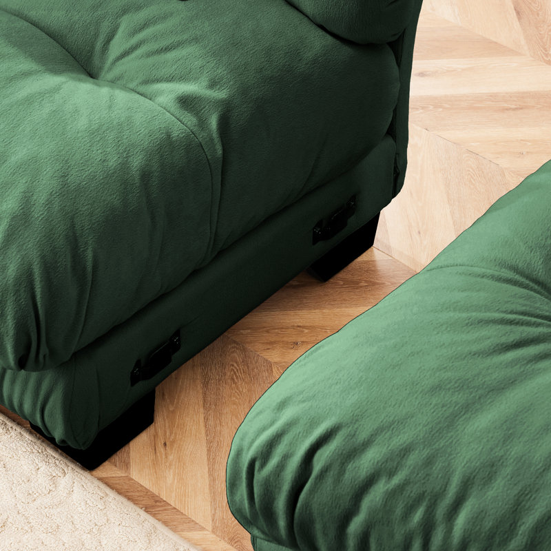 Canapé modulaire en L de luxe à 3 places en chenille avec traversin rond et coussins décoratifs Cloud