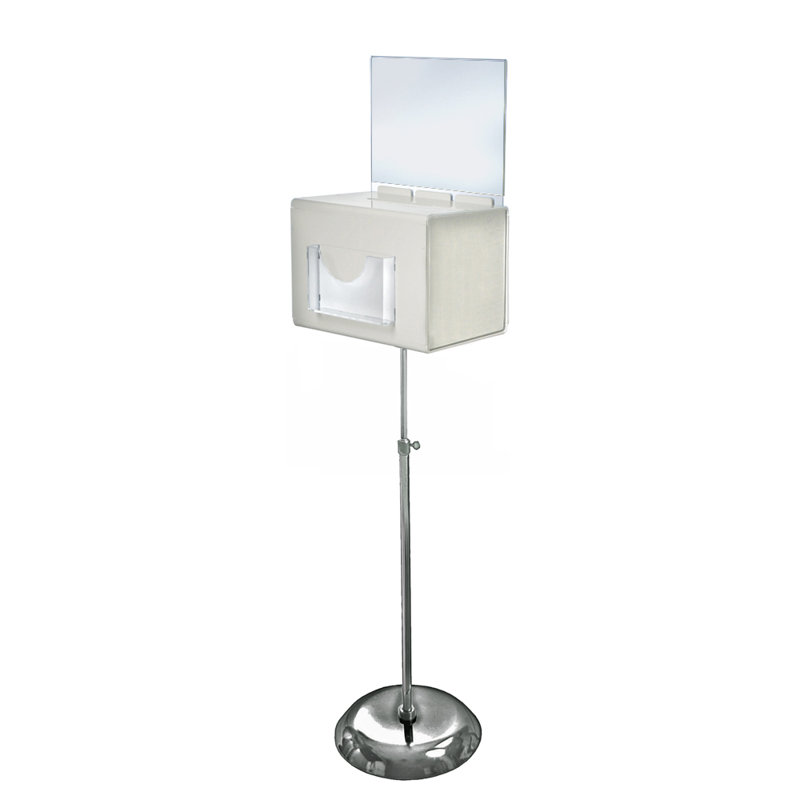 Extra-Large White Acrylic Suggestion Box with Adjustable Pedestal Stand