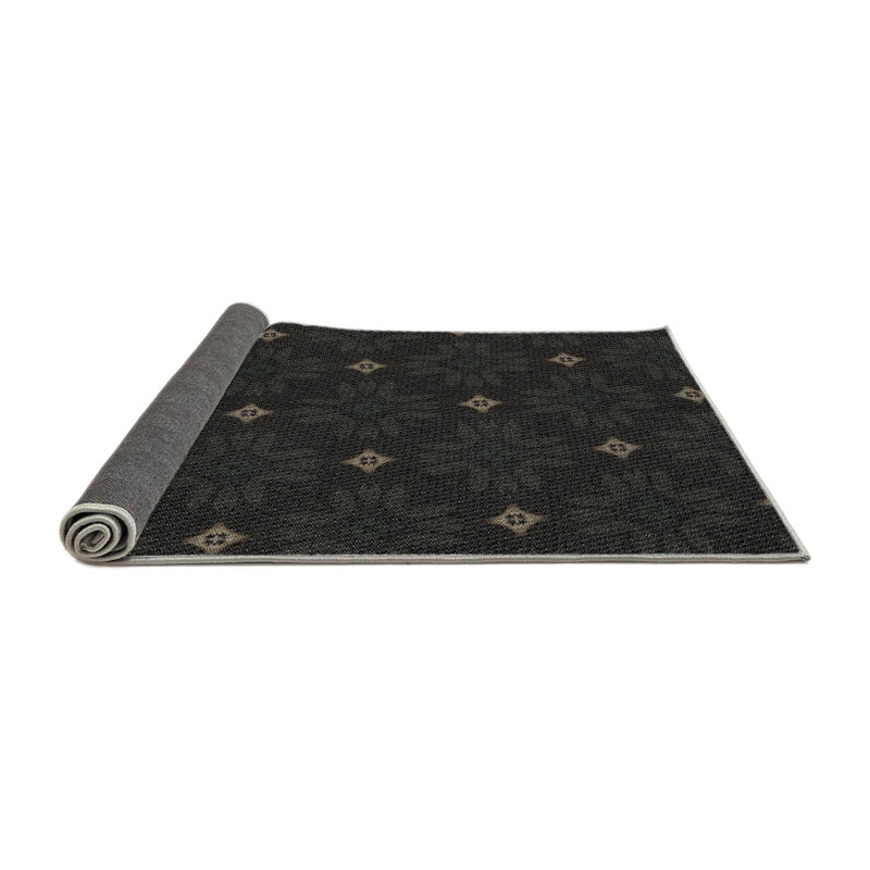Tapis de zone noire à motifs, Rond 3 pi