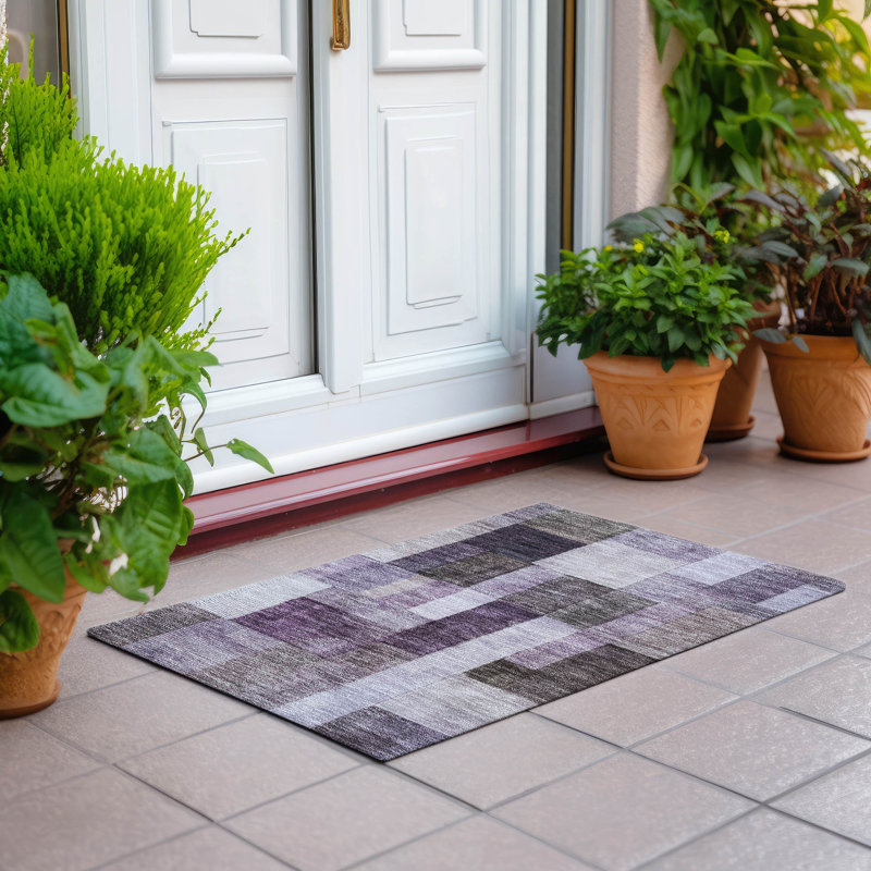 Tapis aubergine intérieur / extérieur lavable à la machine Cicel ACN1190, Rectangle 1 pi 8 po x 2 pi 6 po