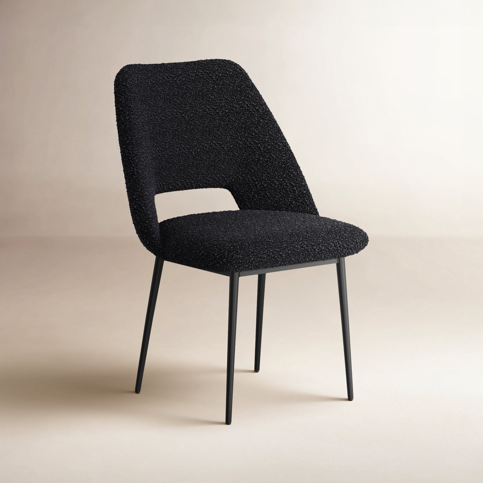 Valdez Dining Chair, Black Boucle