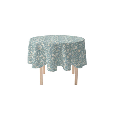 Round Floral Cotton Twill Tablecloth