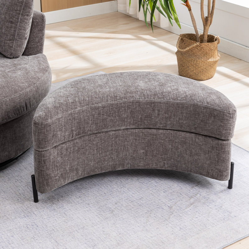 Achorn 32.8" W Upholstered Storage Ottoman, Gray Chenille