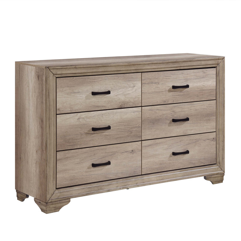 Larome 58.5" W 6-Drawer Solid and Manufactured Wood Dresser 
