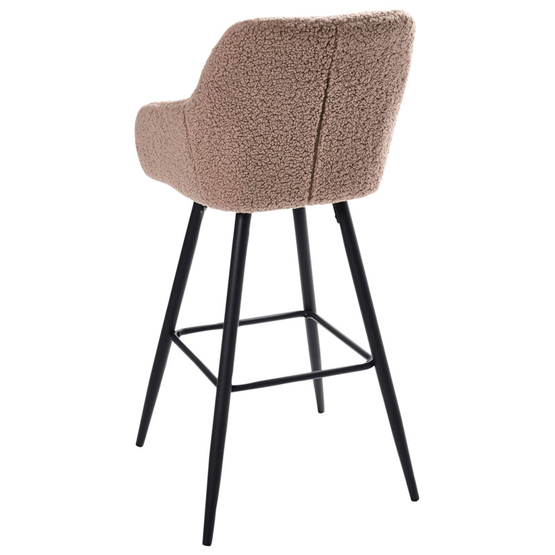 CASMALIA Upholstered Bar Stool with Steel Frame, Beige