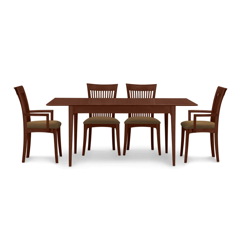 Sarah 4 - Person Solid Wood Top Four Leg Dining Set, Cognac Cherry, 30" H x 48" W x 36" D, Ebony Leather