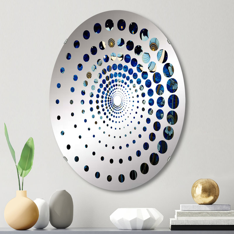 Moonlight Flower Field Dreams II - Miroir décoratif spiralé à pois | Ovale, L 20 po x H 30 po