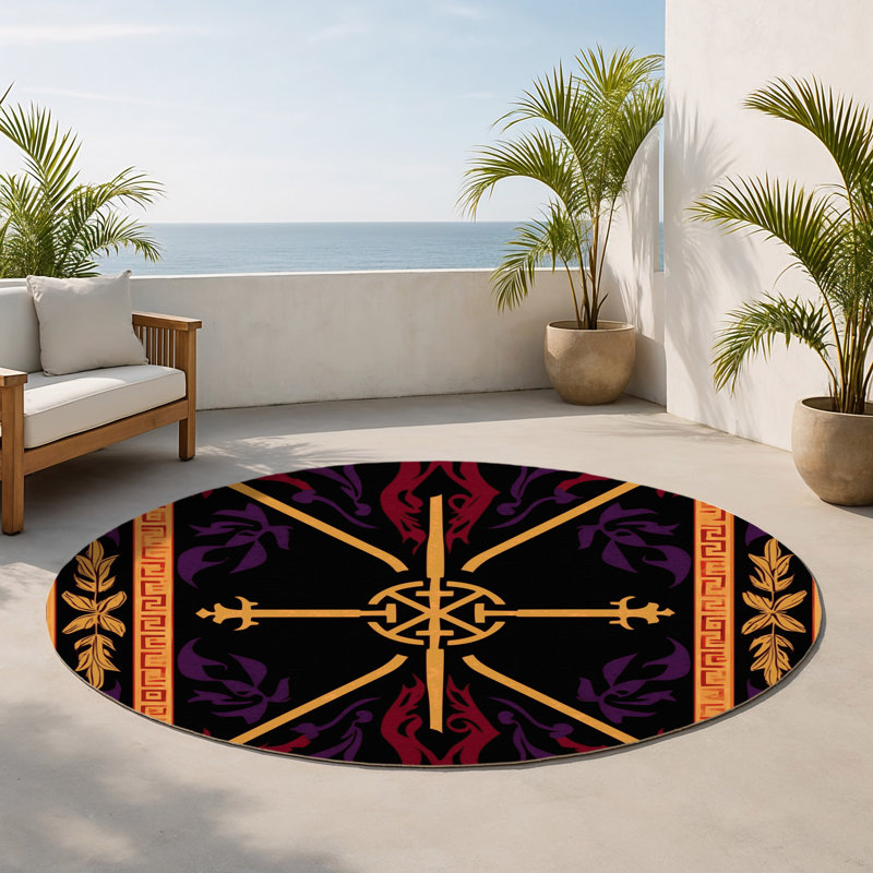 Tapis baroque intérieur et extérieur Elysian, Rond 5 pi