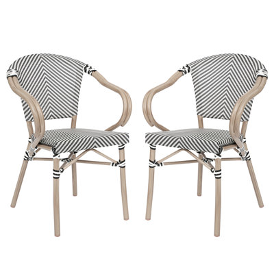 Chiles All-Weather Commercial Paris Chairs with Arms and Metal Frame