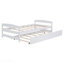 Lit plateforme simple avec lit gigogne simple, blanc-1157372149