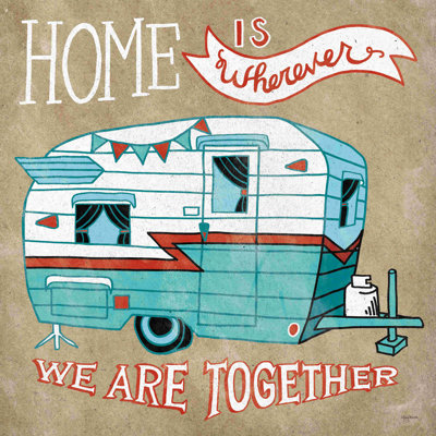 «Adventure Love Camper Taupe» par Mary Urban - art textuel sur toile tendue