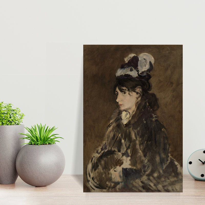 Berthe Morisot, C.1873 Impressionist Abstract Contemporary Portrait Wall Art Print by Edouard Manet - 1 Piece Wrapped Canvas Wall Art