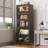 Modern Iron Curio Cabinet with LED Lighting and Slide-in Doors-129159039