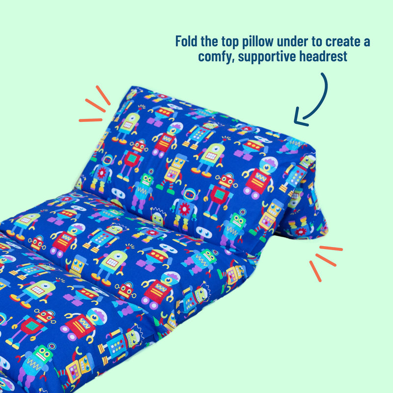 Blue Robots Cotton Polyester Kids Pillow Lounger