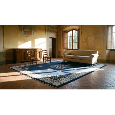 Tapis chinois antique en laine noué à la main en laine des années 1920