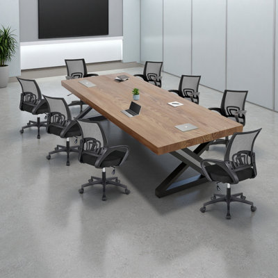 8-person Rectangular Solid Wood Conference Table by Loon Peak