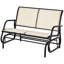 Banc oscillant pour 2 personnes, causeuse double à bascule de patio avec structure en acier thermolaqué pour porche de jardin arrière, beige-764242323