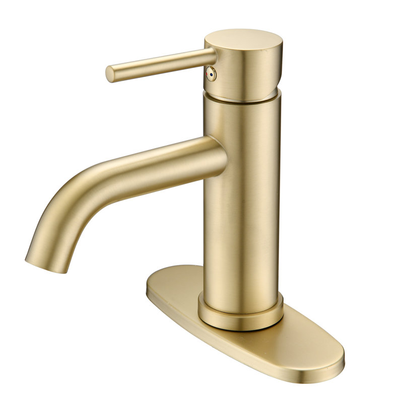 Single Hole Bathroom Faucet, Brushed Gold, Without Drain Assembly