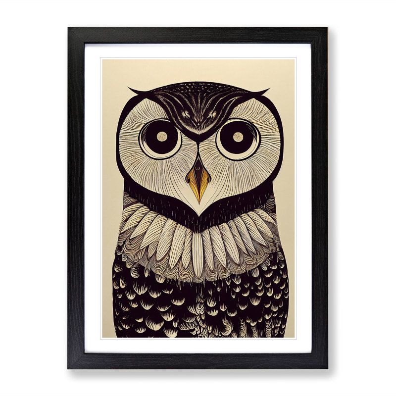 XV1022-573X An Astounding Owl - Single Picture Frame Print, Black, 46cm H x 34cm W x 2cm D