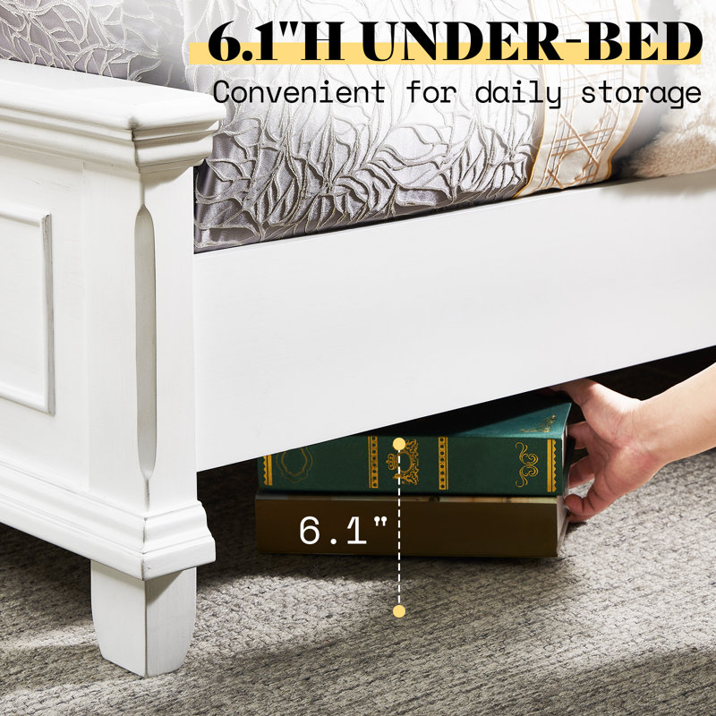 Farmhouse King Solid Wood Bed Frame, King