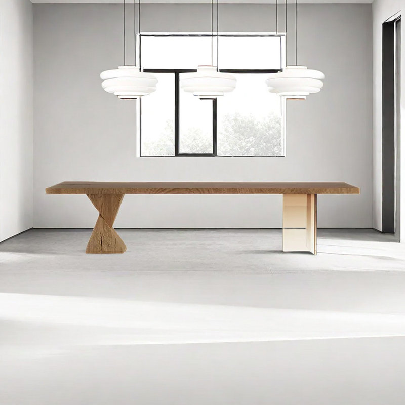 Jazzlynn Ash Solid Wood Top Dining Table, 29.53" W x 86.61" L