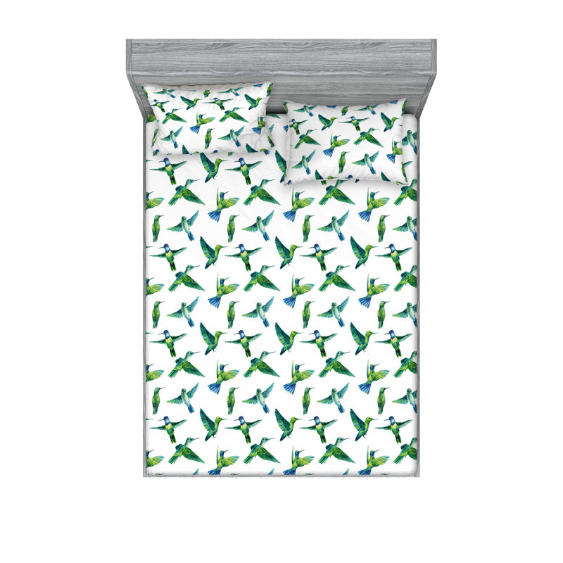 Drap-housse et taie décorative Ambesonne Jungle Art exotique vert lime bleu