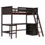 Lit mezzanine simple avec bureau intégré et tablettes de rangement-756725377
