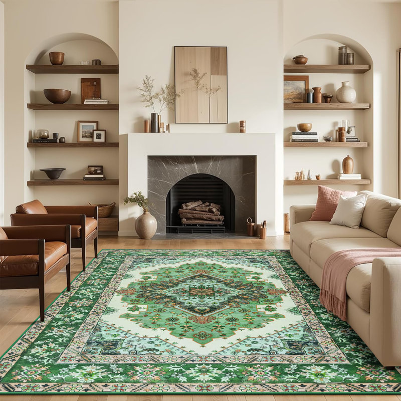 Groner Area Rugs Machine Washable Boho Rug For Living Room Bedroom, Rectangle 4' x 6'
