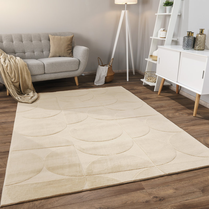 Lelystad Geometric Area Rug, Beige, Rectangle 80cm x 150cm