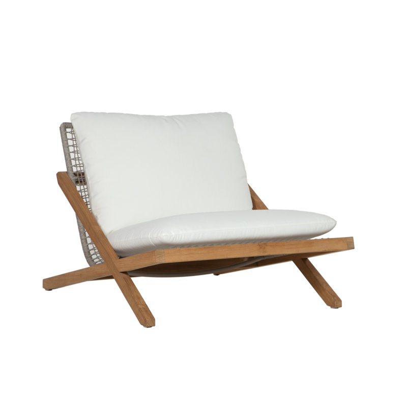 Outdoor Teak Lounge Chair, Brown, Stinson White