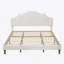 Très grand lit plateforme tapissier avec tête de lit ajustable, rembourré en tissu de lin, lit plateforme de style simple et moderne sans sommier, facile à assembler, blanc-2076955466