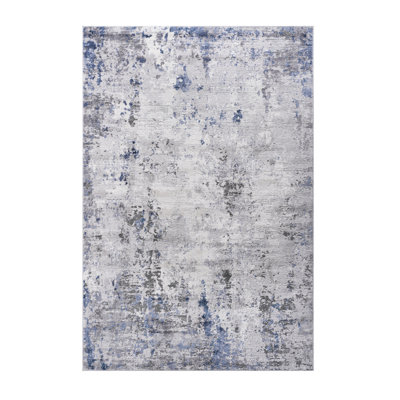 8x10 Area Rug, Silver/blue/abstract, Non-shedding And Stain , Enhances Home Office, Bedroom, Dining Room Decor Loom & Silver/blue/abstract Pattern, Non-shedding, Ideal For Living, Dining, Bedroom