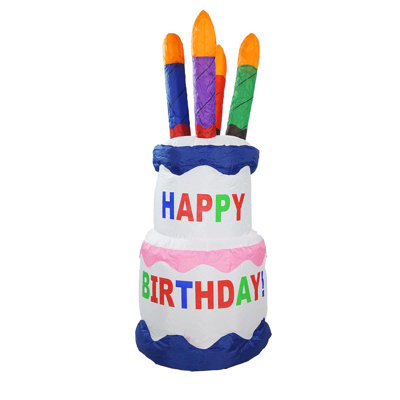 Décoration extérieure de gâteau gonflable illuminé 4 'Happy Birthday