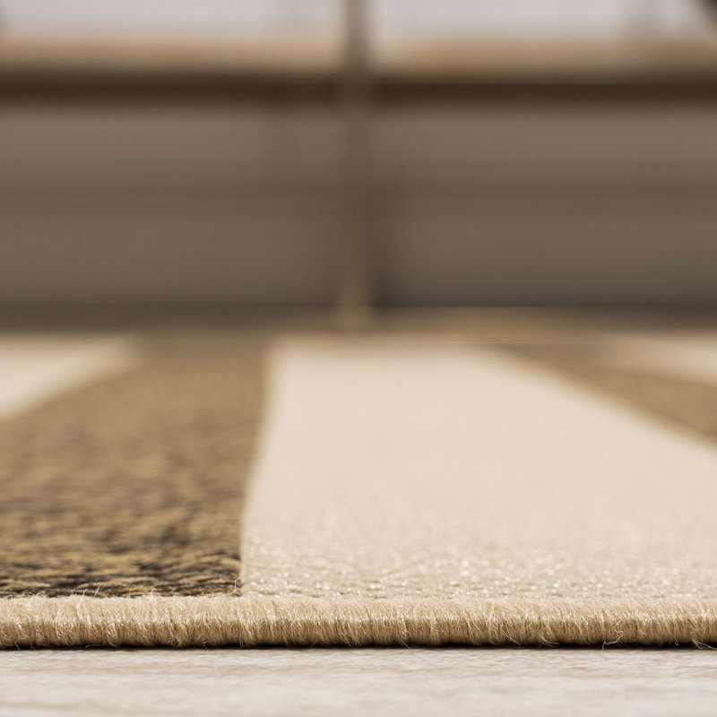 Tapis d'intérieur / extérieur beige / brun Hertel, Rectangle 7 pi 9 po x 10 pi