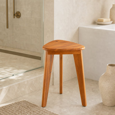 12"H Solid Acacia Wood Corner Shower Benches - Waterproof Bath Step Stools Bench for Bathroom