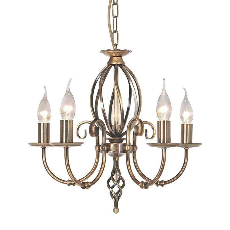 Wannamaker 5 - Light Candle Style Chandelier, Brass