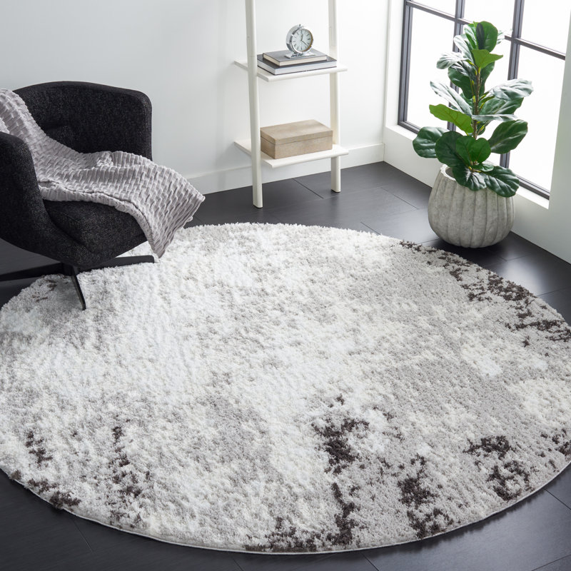 Mahle Light Gray/Dark Gray Area Rug, Round 7'