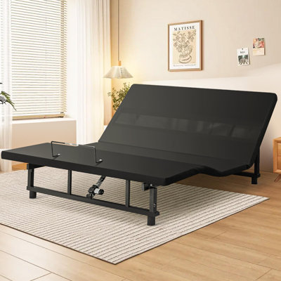 Adjustable Bed Frame with Wireless Remote, Fabric Cover, Quiet Motor, Head and Foot Incline