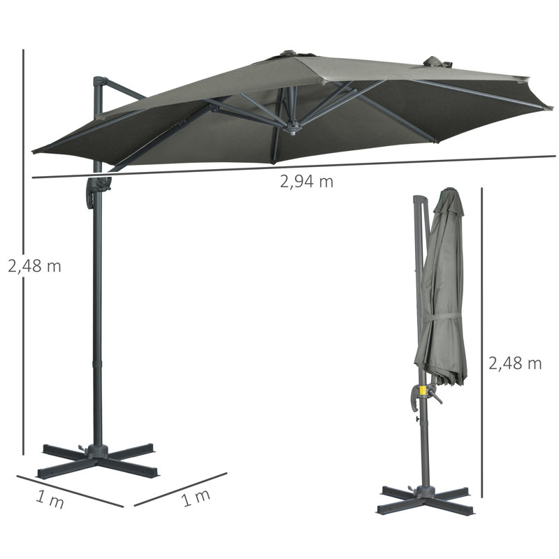 Carmya 294cm Cantilever Parasol, Grey