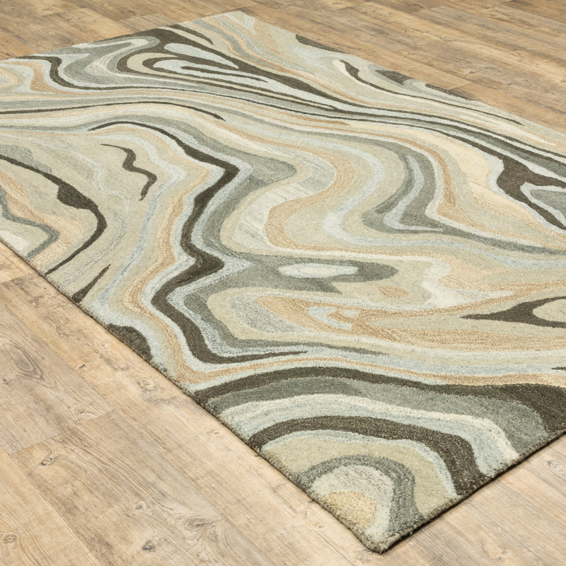 Tapis beige en laine touffeté à la main Amaris, Rectangle 10 pi x 13 pi