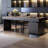 Smoky color Rectangular Manufactured wood+Stainless steel with 3 drawers desk-578023162