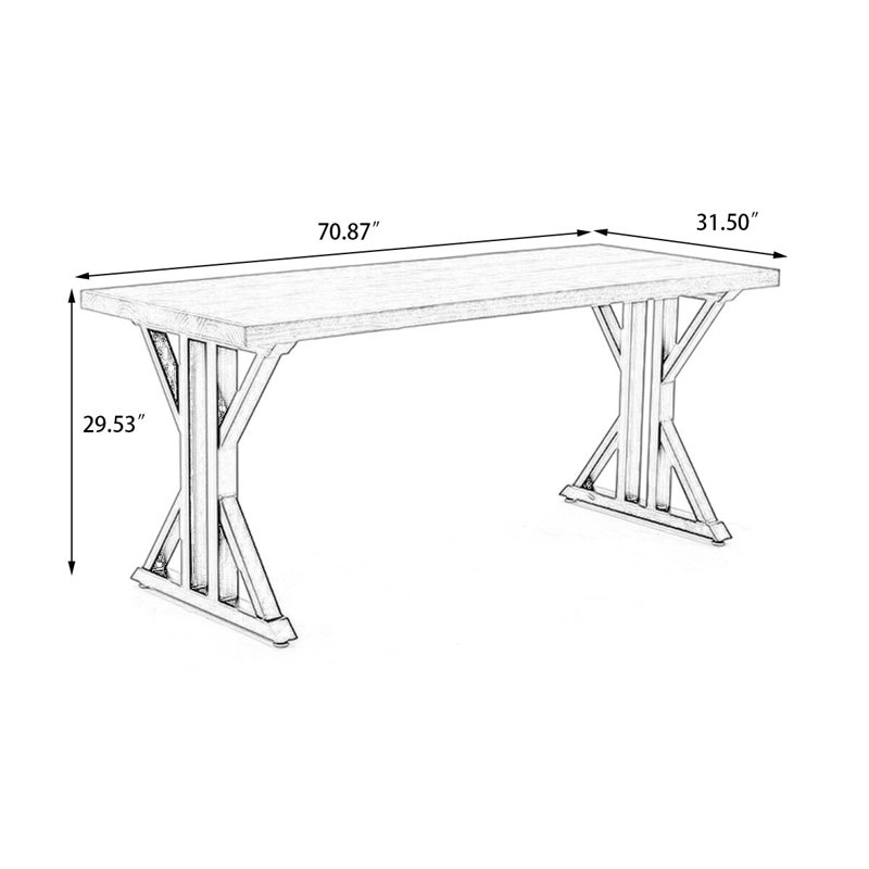 Bureaux rectangulaires en bois massif noyer foncé, H 29,53 po x l 70,87 po x P 31,5 po