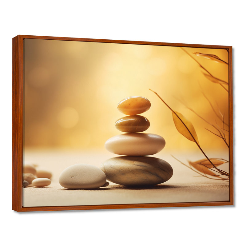 «Zen Serenity Cairn Sculpture Balance I - Spiritual Stone», reproduction sur toile encadrée, H 30 po x l 40 po x P 1,5 po