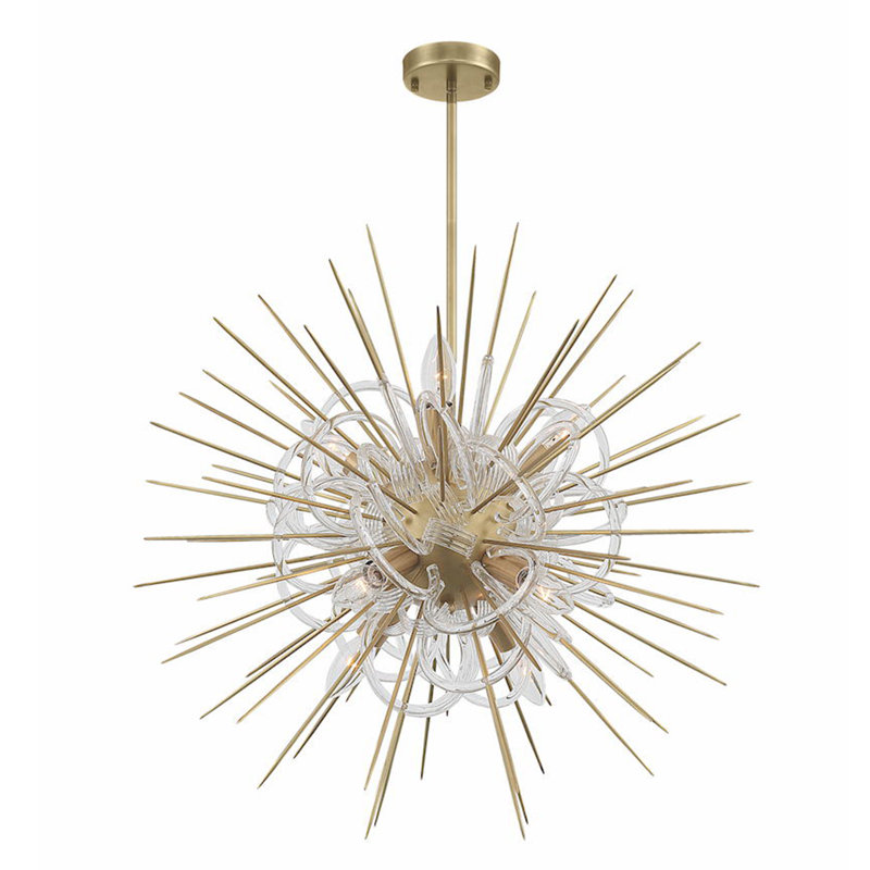 Lustre sphérique Olya Spoutnik, Laiton vieilli, H 26,4 po x P 24 po x P 24 po