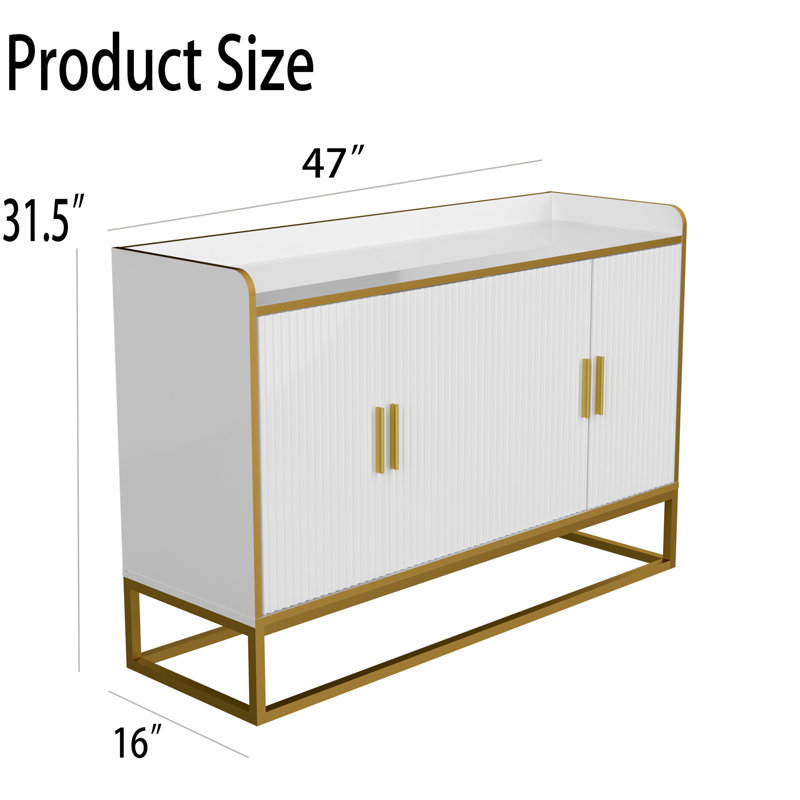 Lyah 47'' Wide Storage Cabinet, White